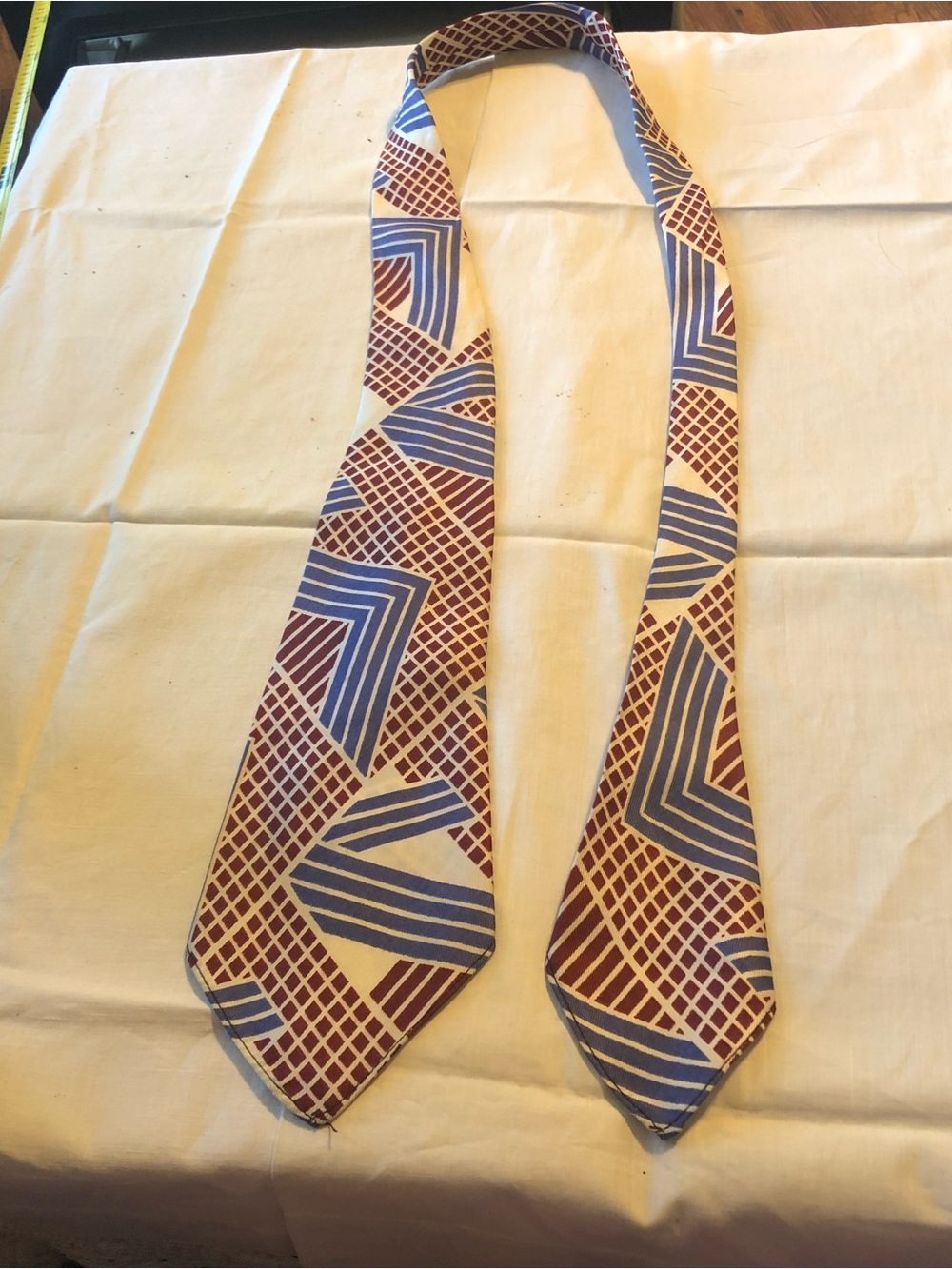 Wembley Geometric Self-Tie Bow Tie in Blue and Brown